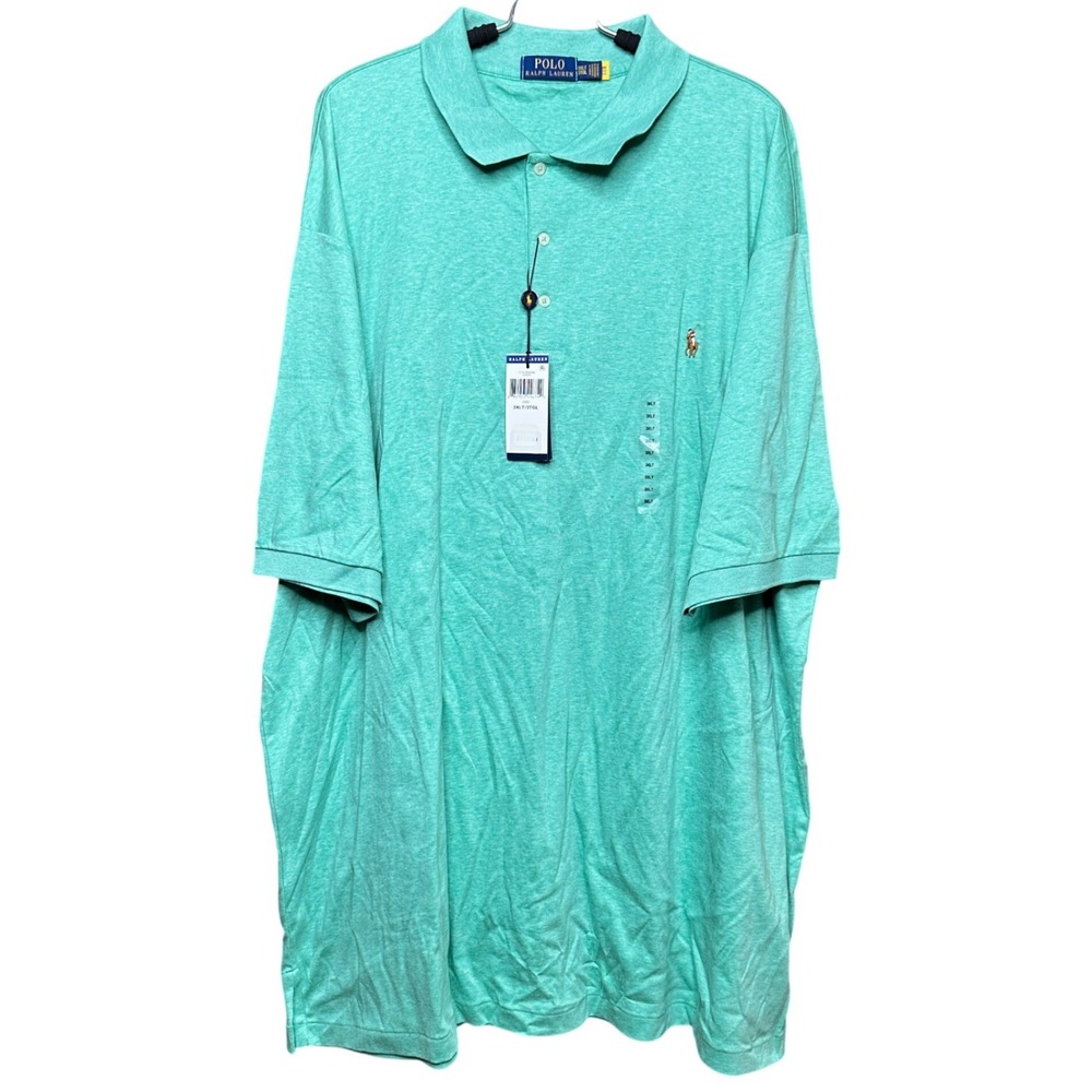 NWT Polo Ralph Lauren Men 3XLT Heather Green Short Sleeve Polo Shirt Relaxed Fit